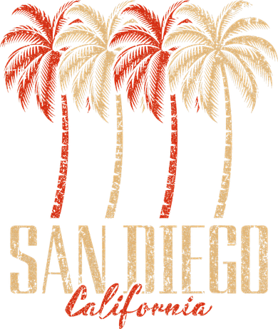 Vintage San Diego Retro Palm Trees Graphic Button