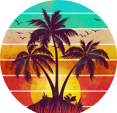 Vintage Sunset Sunrise Palm Tree Island Kids Long Sleeve Shirt
