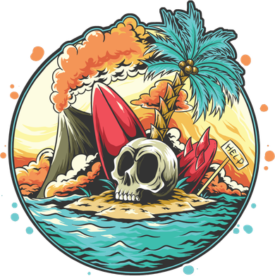 Vacation Tropical Island Skull Toddler T-Shirt
