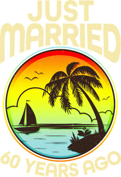 Vintage Tropical Just Married 60 Years Ago Anniversary Hat