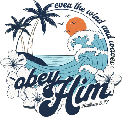 Wind And Waves Obey Him Christian Jesus Beach Bible Verse Ornament