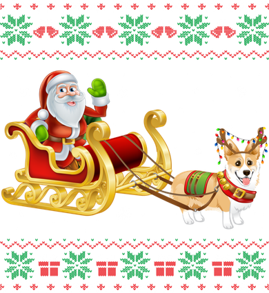 Welsh Corgi Santa Xmas Light Funny Dog Christmas Pajama Cute Gift Kids Sweatshirt