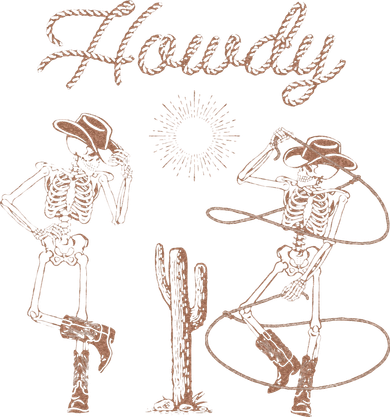 Western Cowboy Skeleton Dancing Howdy Halloween Kids T-Shirt