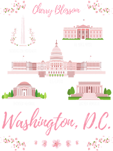 Washington Dc Cherry Blossom Monument Women's Long Sleeve Shirt