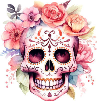Watercolor Dia De Los Muertos Day Of The Dead Sugar Skull Kids Long Sleeve Shirt