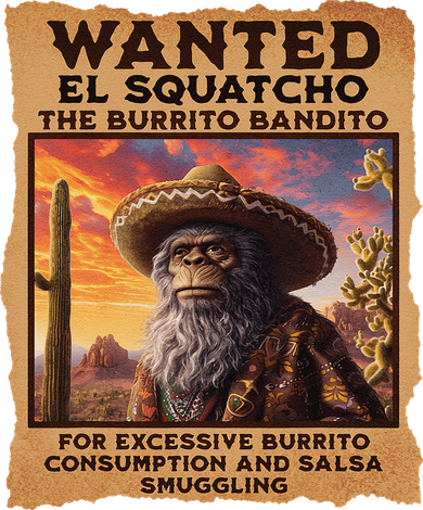 Wanted El Squatcho Wanted Poster Bigfoot And Sasquatch Gift Baby Bodysuit