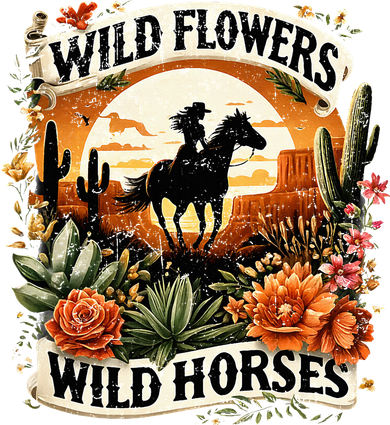 Wild Flowers Wild Horses Southern Cowgirl Riding Horse Women's Sweatshirt