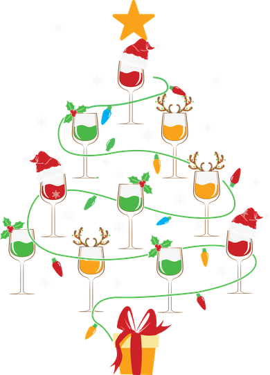 Wine Glasses Christmas Tree Santa Hat Funny Xmas Light Coaster