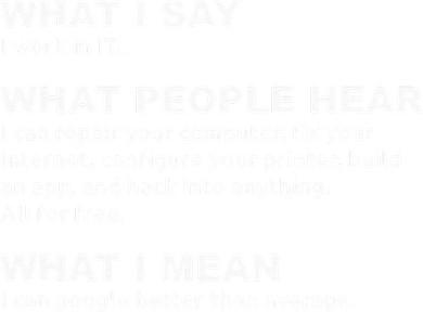What I say what people hear IT tech support nerd Apron
