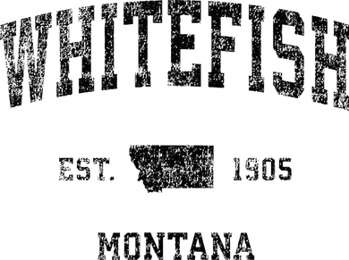 Whitefish Montana Mt Vintage Sports Design Black Print Apron