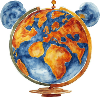 Watercolor Mouse Earth World Globe Women's Long Sleeve Shirt