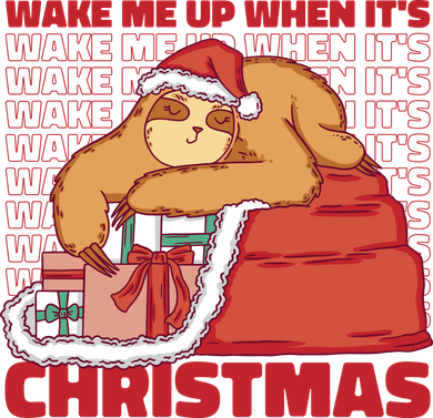 Wake Me Up When It's Christmas Sleeping Sloth Kids T-Shirt