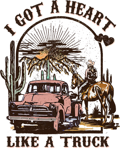 Western Sunset Cowgirl I Got A Heart Like A Truck Tumbler
