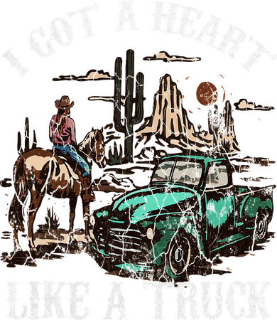 Western Sunset Cowgirl I Got A Heart Like A Truck Vintage Toddler Hoodie