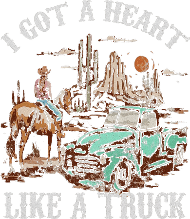 Western Sunset Cow I Got A Heart Like A Truck Vintage Toddler T-Shirt