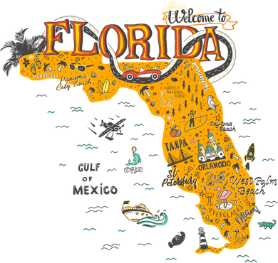 Welcome To Florida Cool Tourist Map Bucket Hat