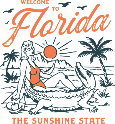 Welcome To Florida Funny Vintage Gator Beach Sunshine State Bucket Hat