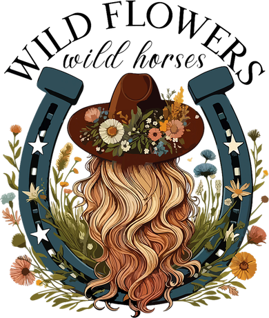Wildflowers Wild Horses Western Boho Country Music Button