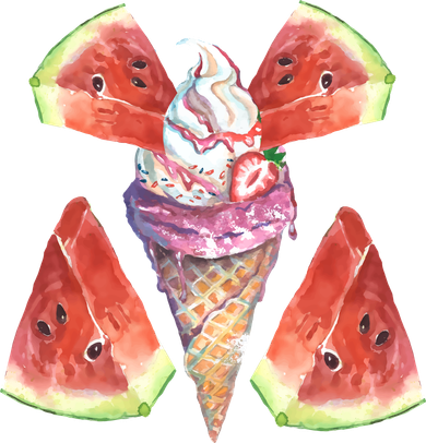 Watermelon With Ice Cream Art Hat