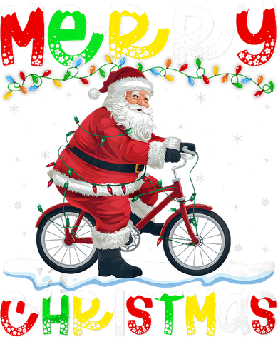 Xmas Lighting Santa Cycling Merry Christmas T-Shirt