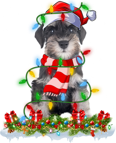 Xmas Lighting Santa Schnauzer Dog Christmas Gift Toddler T-Shirt