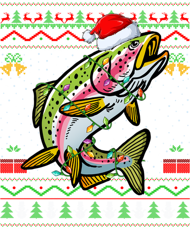Xmas Ugly Sweater Style Santa Rainbow Trout Fish Christmas Meaningful Gift Toddler Long Sleeve