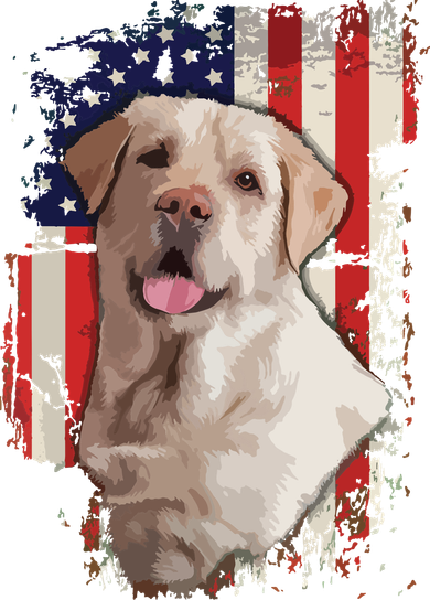 Yellow Labrador Labs Patriotic American Flag Dog 4th Of July Hooded Wearable Blanket