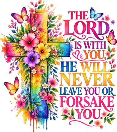 Floral Cross Bible Verse The Lord Is With You Christian Polo