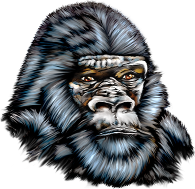 Wildlife - Big Face Gorilla Portrait Flexfit Unipanel Trucker Cap