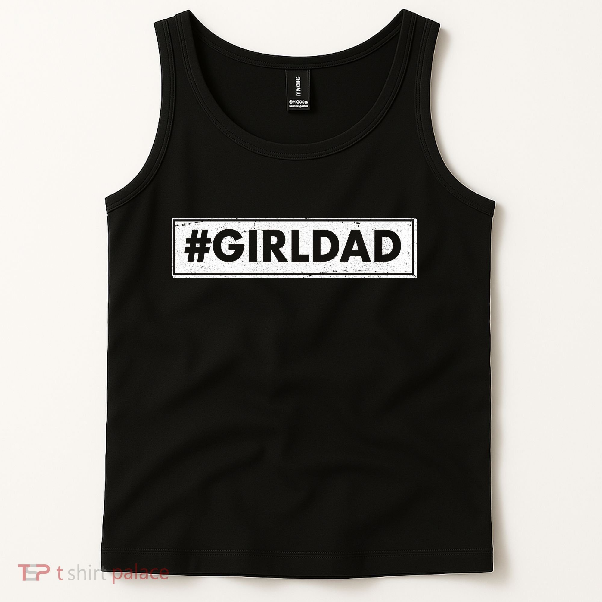 # Girl Dad Distressed Banner Tank Top