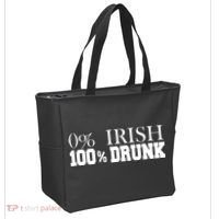 0% Irish 100% Drunk St. Patrick's Day Tote Bag thumb 2