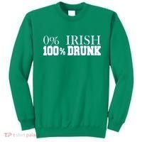 0% Irish 100% Drunk St. Patrick's Day Sweatshirt thumb 0