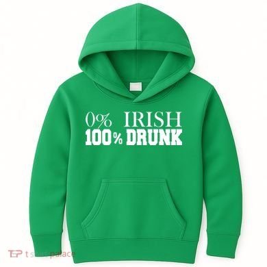 0% Irish 100% Drunk St. Patrick's Day Kids Hoodie