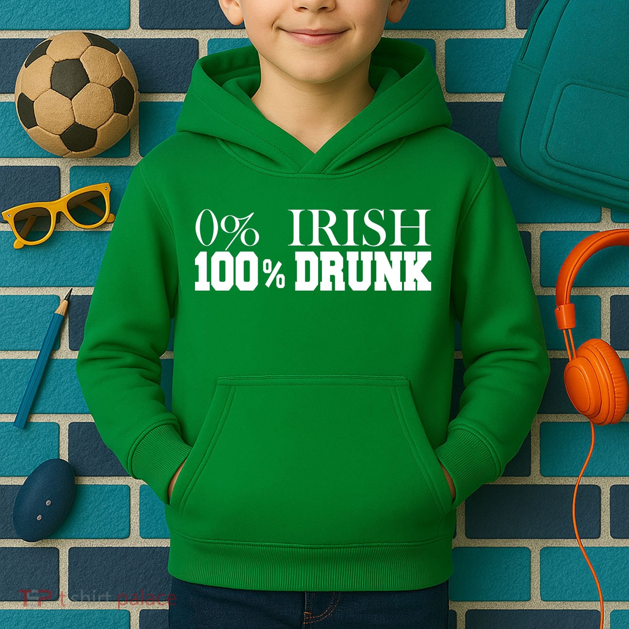 0% Irish 100% Drunk St. Patrick's Day Kids Hoodie