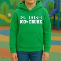 0% Irish 100% Drunk St. Patrick's Day Kids Hoodie thumb 3