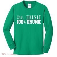0% Irish 100% Drunk St. Patrick's Day Kids Long Sleeve Shirt thumb 0