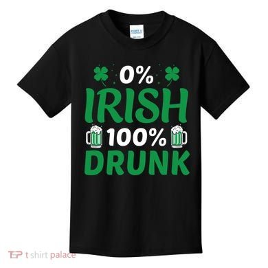 0 Irish 100 Percent Drunk Funny St Pattys Day Kids T-Shirt