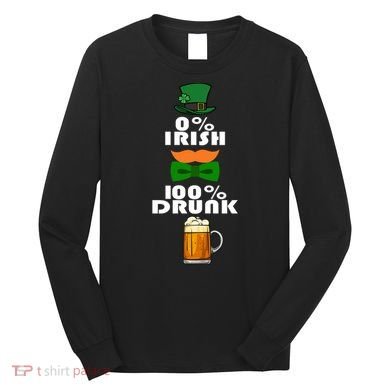 0 Percent Irish 100 Percent Drunk Irish Hipster Long Sleeve Shirt