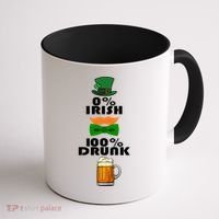 0 Percent Irish 100 Percent Drunk Irish Hipster Coffee Mug thumb 1
