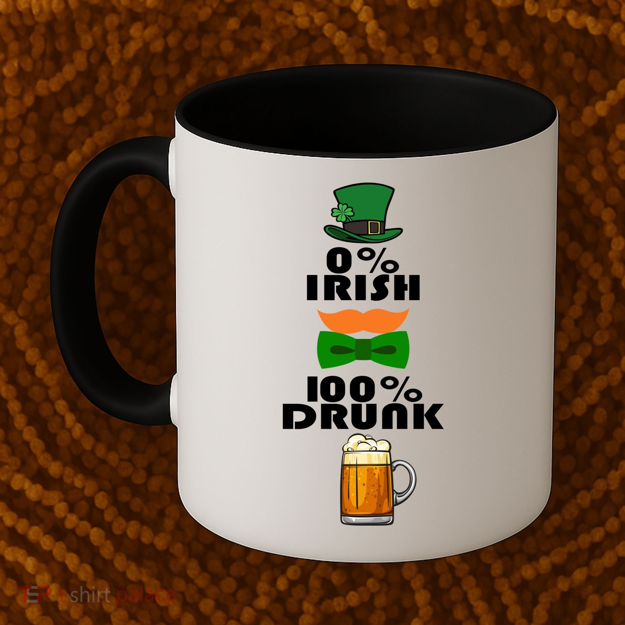 0 Percent Irish 100 Percent Drunk Irish Hipster Coffee Mug