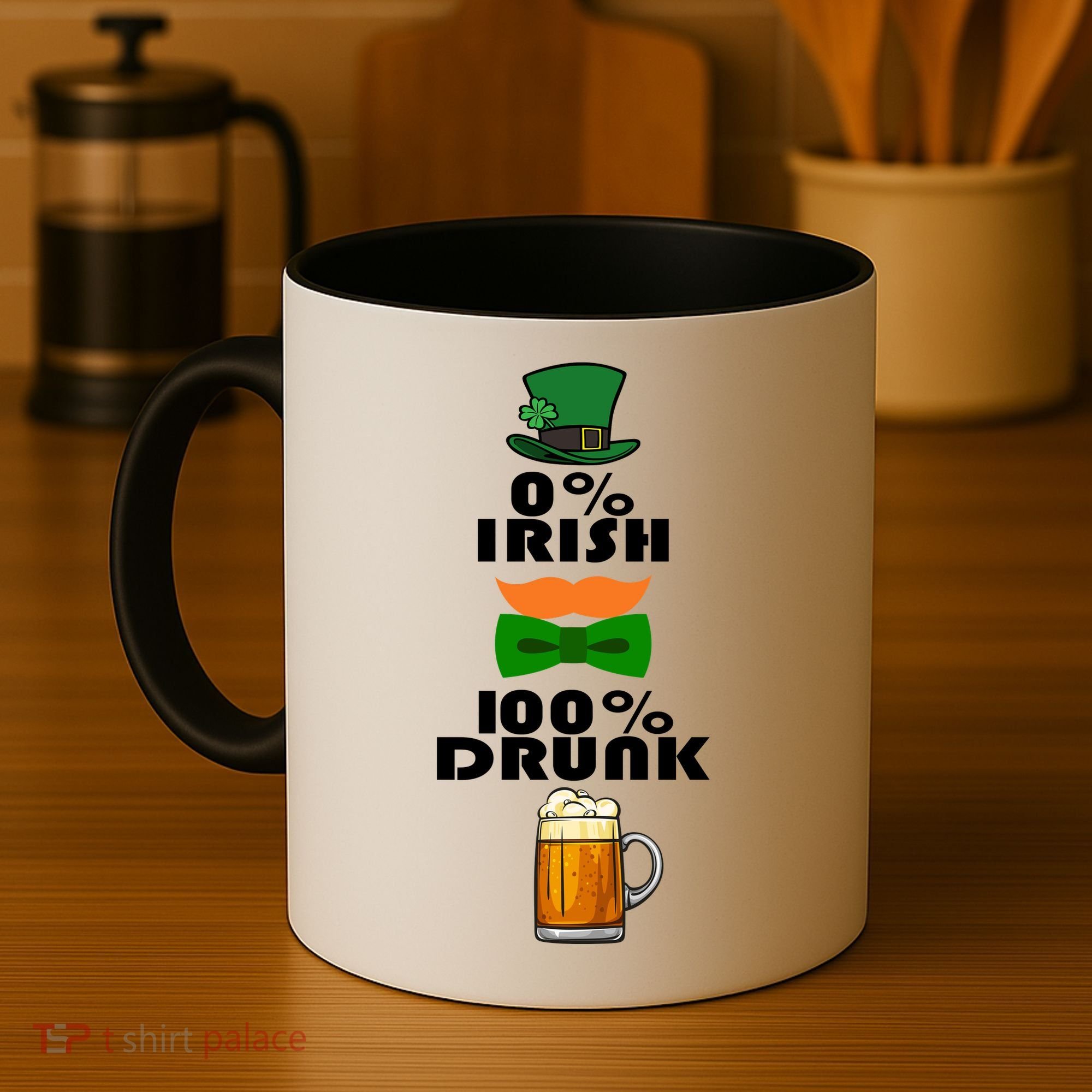 0 Percent Irish 100 Percent Drunk Irish Hipster Coffee Mug