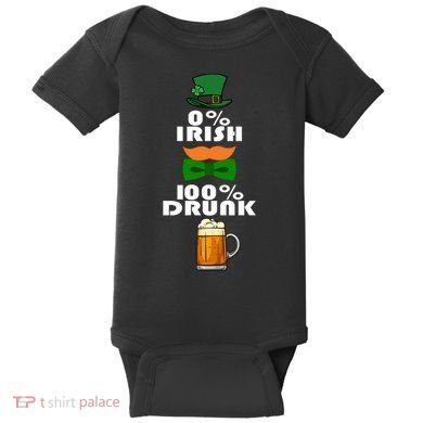0 Percent Irish 100 Percent Drunk Irish Hipster Baby Bodysuit