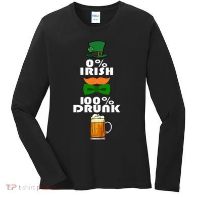 0 Percent Irish 100 Percent Drunk Irish Hipster Women's Long Sleeve Shirt