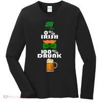 0 Percent Irish 100 Percent Drunk Irish Hipster Women's Long Sleeve Shirt thumb 0