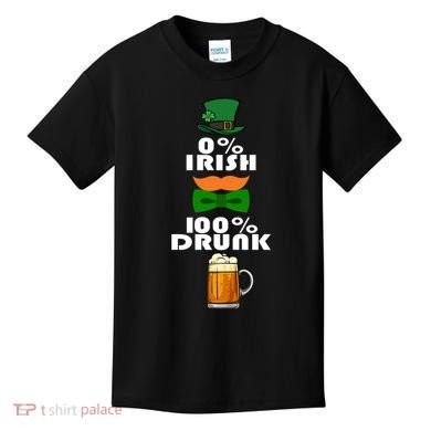 0 Percent Irish 100 Percent Drunk Irish Hipster Kids T-Shirt