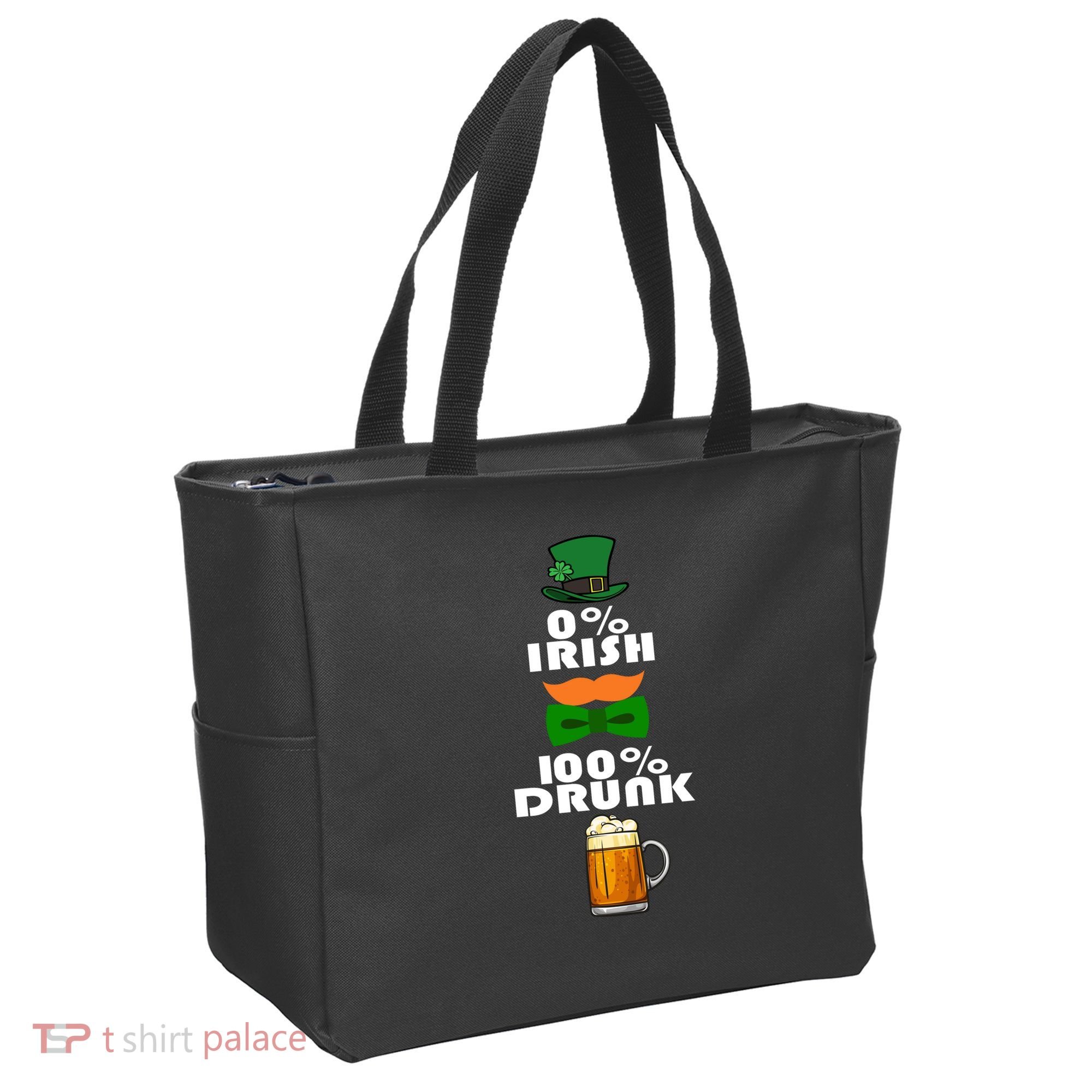 0 Percent Irish 100 Percent Drunk Irish Hipster Tote Bag