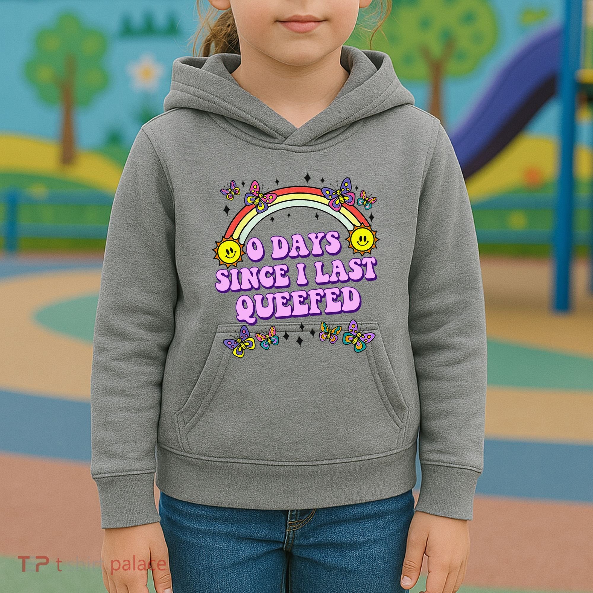 0 Days Since I Last Queefed Rainbow Funny Kids Hoodie