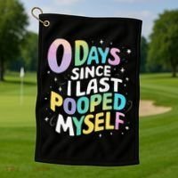 0 Days Since I Last Pooped Myself Golf Towel thumb 1