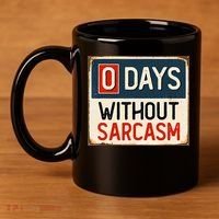 0 Days Without Sarcasm Funny Sarcastic 11oz C Handle Ceramic Mug thumb 4