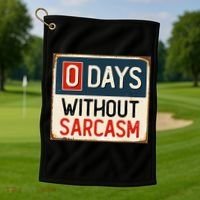 0 Days Without Sarcasm Funny Sarcastic Golf Towel thumb 1